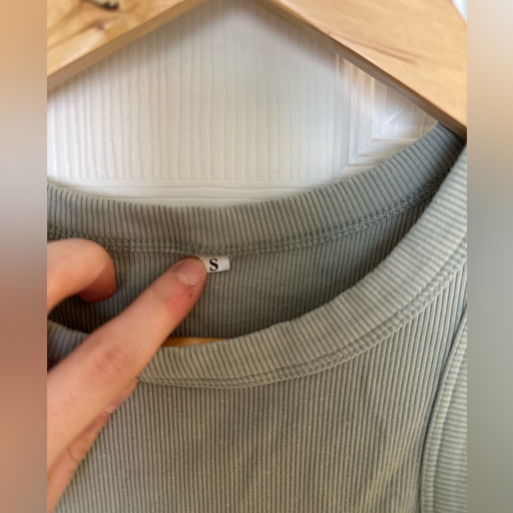 Sage Green Ribbed Racerback Tank Top - Small - Picture 4 of 4